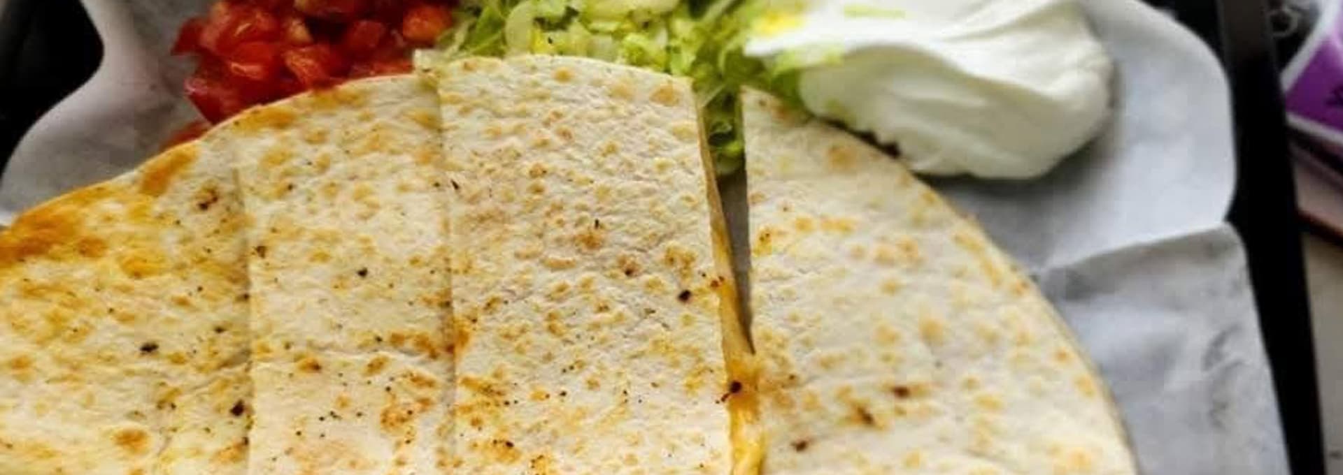 Crispy quesadilla with sauces